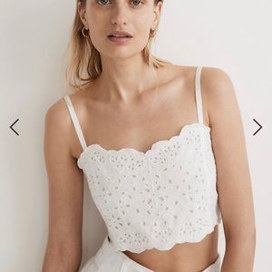🎉HP🎉 Madewell Eyelet Linen-Blend Crop Tank Top Size 14 NWT